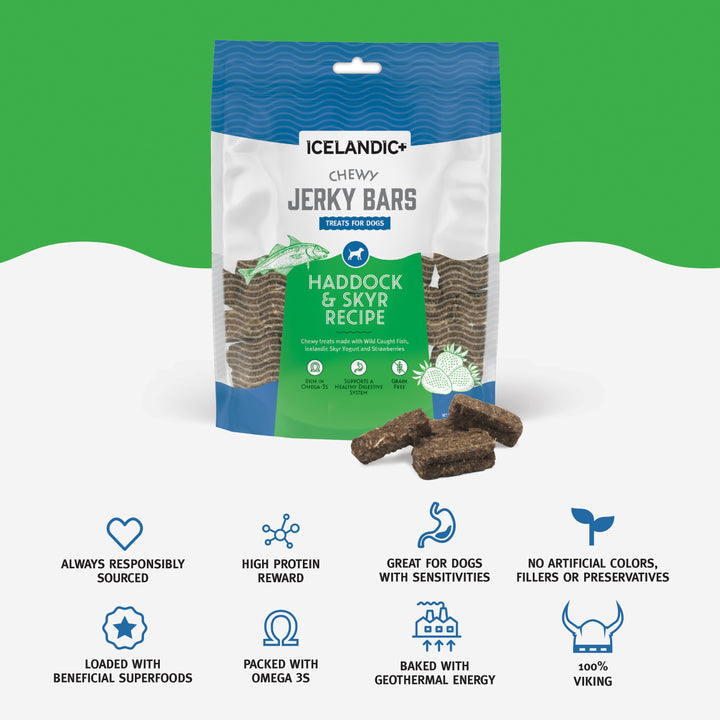 Icelandic+™ Chewy Jerky Bars Haddock & Skyr Jerky Recipe Dog Treat (2.5