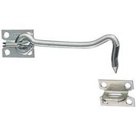 Gate Hook With Plate Staples, Zinc/Steel, 5-In.