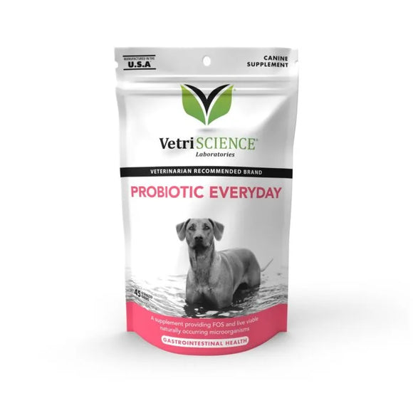 VetriScience Probiotic Everyday Gut Health Supplement for Dogs Chew Duck Flavor (45 Count Chew)