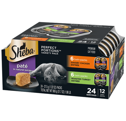 SHEBA® PERFECT PORTIONS™ Premium Paté Savory Chicken Entrée Roasted Turkey Entrée