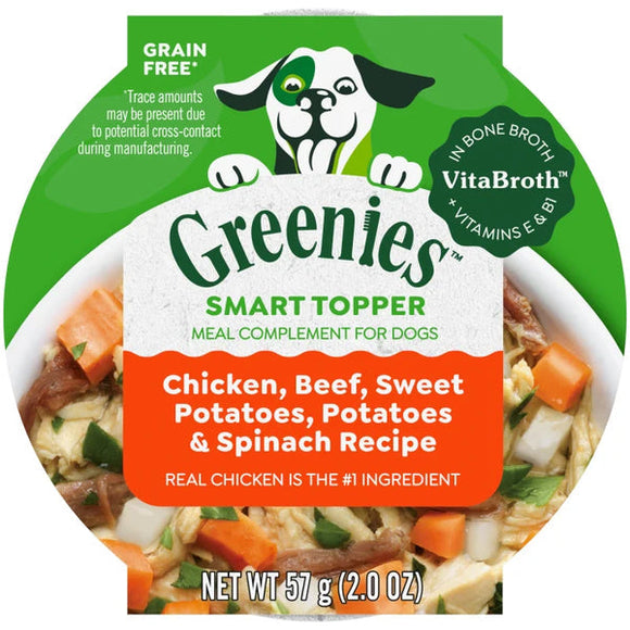 Greenies Smart Topper Wet Mix-In for Dogs, Chicken, Beef, Sweet Potatoes, Potatoes & Spinach Recipe (2 oz)