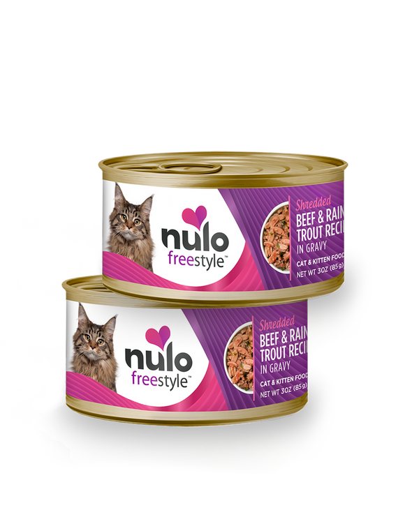 Nulo FreeStyle Shredded Beef & Rainbow Trout Recipe in Gravy Cat & Kitten Food