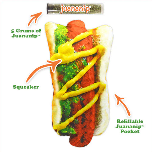 Doggijuana Get the Munchies Refillable Hot Dog Toy (‎6L x 2.5W x 11H)