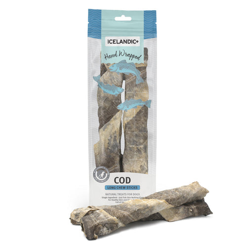 Icelandic+ Hand Wrapped Cod Skin Long Chew Stick Dog Treats