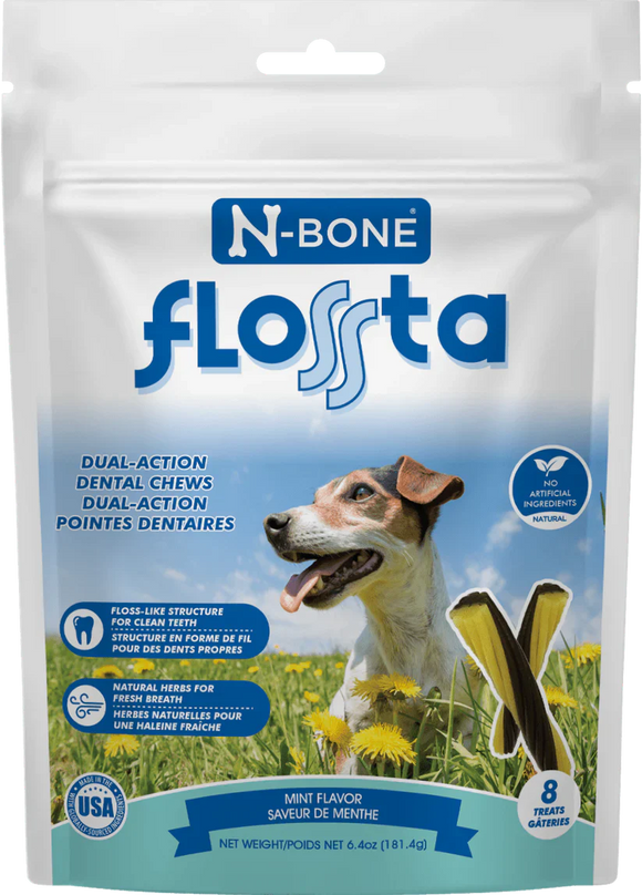 N-Bone Flossta Dual-Action Dental Chews Mint Flavor for Dogs