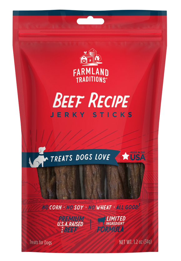 Farmland Traditions Beef Recipe Jerky Sticks Dog Treats