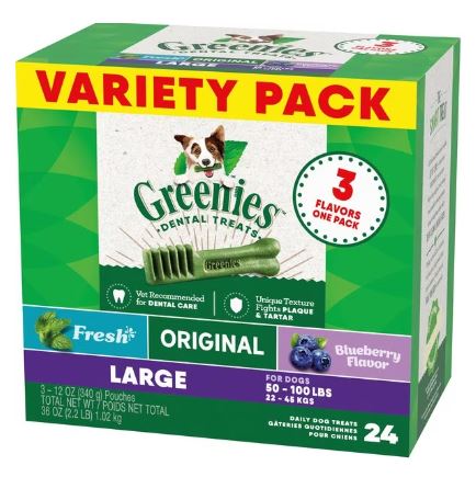 Greenies Large Natural Dental Care 3-Flavors Variety Pack Dog Treats