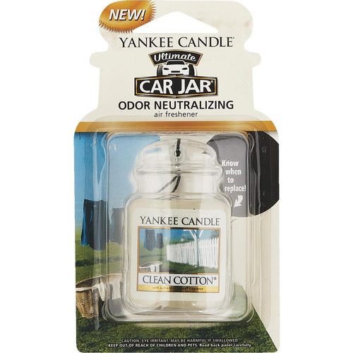 Yankee Candle Car Jar Ultimate Car Air Freshener, Clean Cotton