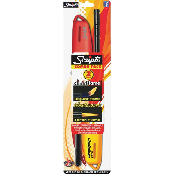 Scripto Aim 'n Flame II Nonrefillable Straight Stem Butane Lighter Combo (2-Pack)