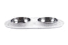 Messy Mutts Double Silicone Cat Feeder with Stainless Saucer Shaped Bowl