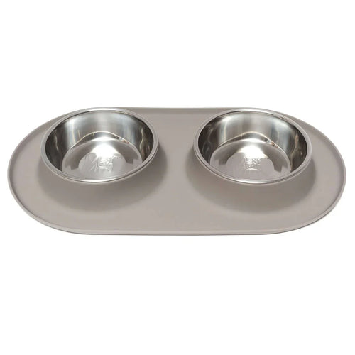 Messy Mutts Double Silicone Dog Feeder with Stainless Bowls