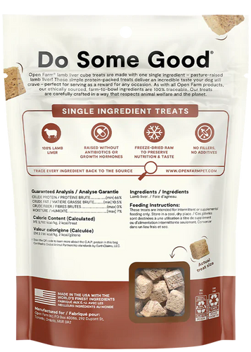 Open Farm Freeze Dried Raw Single Ingredient Lamb Liver Treat for Dogs