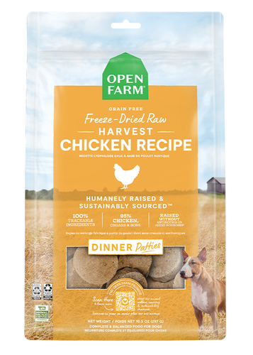 Open Farm Harvest Chicken Freeze Dried Raw Patties for Dogs (10.5 oz)