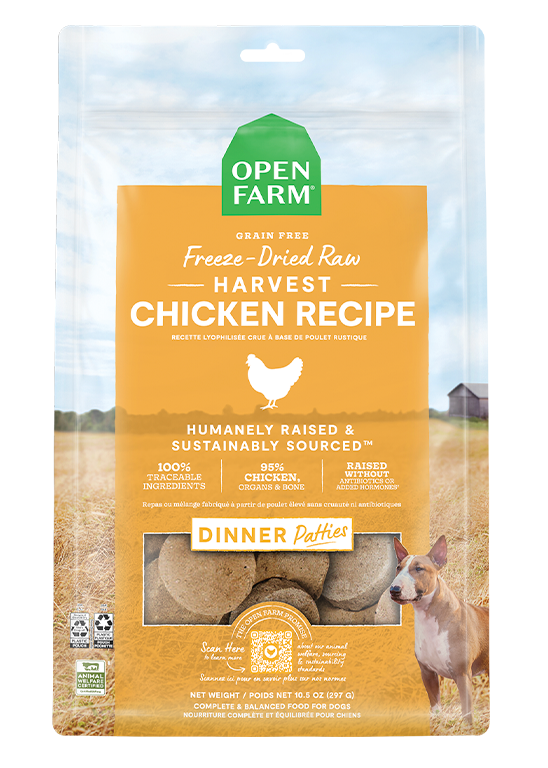 Open Farm Harvest Chicken Freeze Dried Raw Patties for Dogs (10.5 oz)