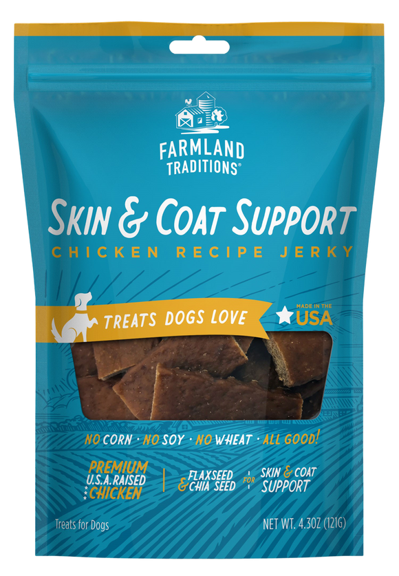 Farmland Traditions Skin & Coat Support Chicken Recipe Jerky Dog Treats