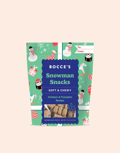 Bocce's Bakery Snowman Snacks Soft & Chewy Dog Treats