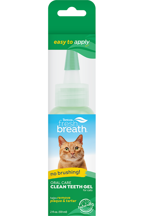 TropiClean Fresh Breath No Brushing Clean Teeth Dental & Oral Care Gel for Cats (2 oz)