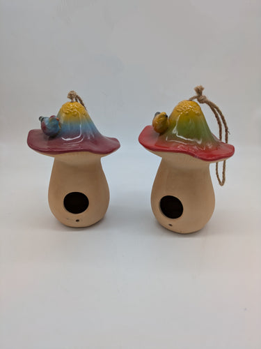 Esschert Design Tall Mushroom w/Bird Birdhouse