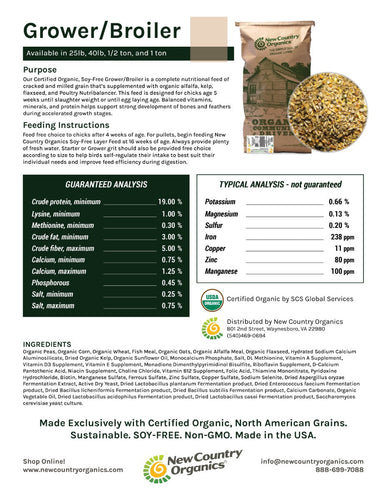 New Country Organics Certified Organic Soy-Free Grower/Broiler Feed (40 Lb)