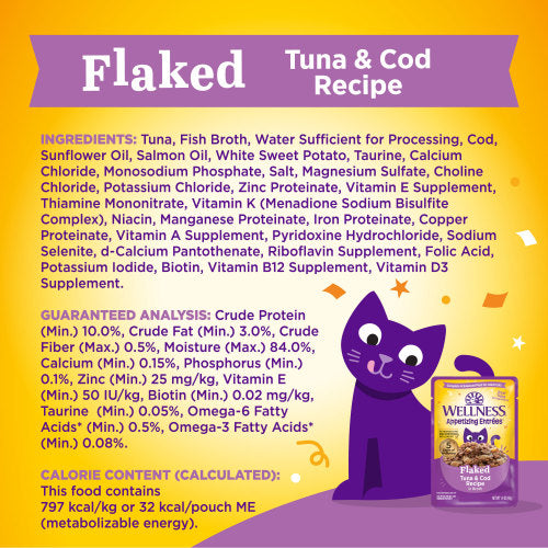 Wellness Appetizing Entrees Flaked Tuna & Cod for Cats (1.4 oz)