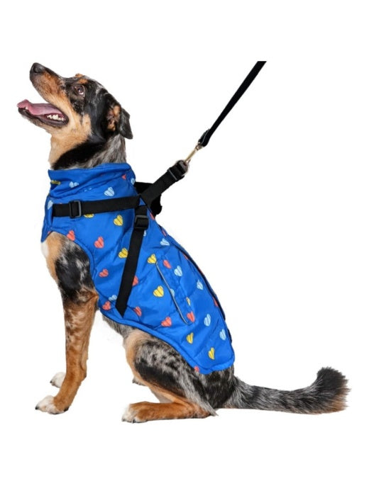 Fashion Pet Blue Puffy Heart Coat Harness