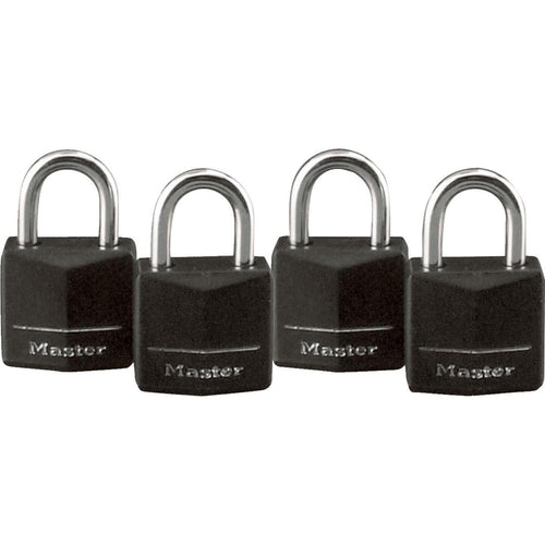 Master Lock 3/4 In. W. Black Covered Keyed Alike Padlock (4-Pack)