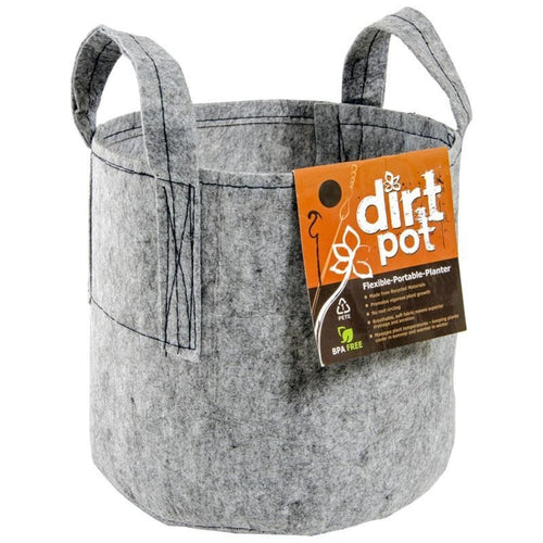 Hydrofarm Dirt Pot Flexible Portable Planter Grey with Handles