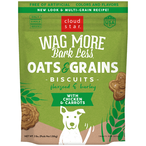 Cloud Star Wag More Bark Less Oats & Grains with Chicken & Carrots Oven Baked Biscuits