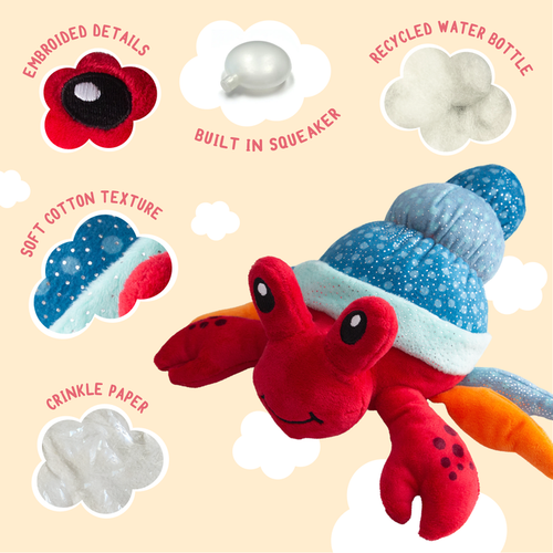 Snugarooz Hermie The Crab Dog Toy