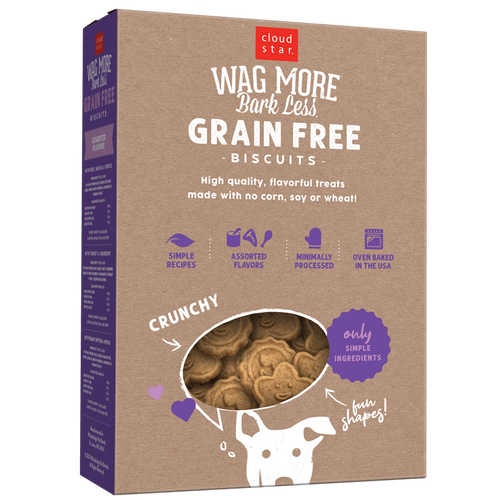 Cloud Star  Wag More Bark Less Crunchy Grain Free Dog Treats, Assorted Flavors