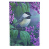 Evergreen Chickadee on Lilac Suede House Flag
