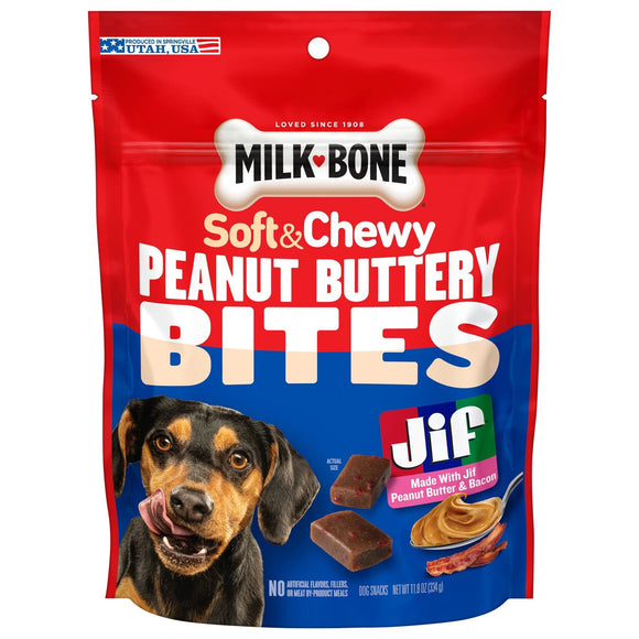 Milk-Bone Peanut Buttery Bites Made With Jif® Peanut Butter & Bacon Dog Treats