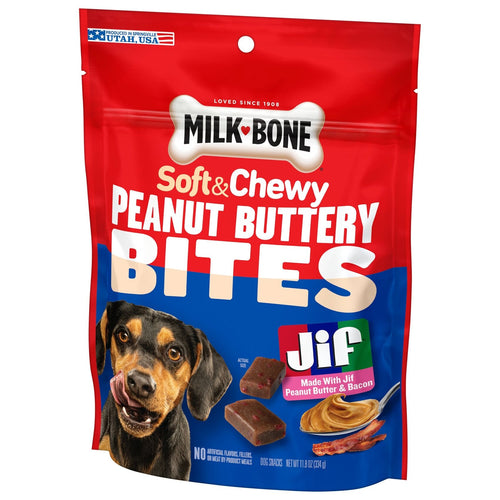 Milk-Bone Peanut Buttery Bites Made With Jif® Peanut Butter & Bacon Dog Treats
