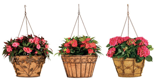 Deer Park Ironworks Floral, Daisy, and Arch Hanging Baskets w/ Coco Liner