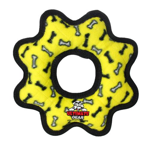 Tuffy® Gear Ring Yellow Dog Toy