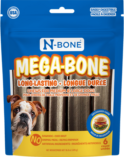 N-Bone® Mega-Bone Long-Lasting Chew Cheeseburger Flavor 6 count