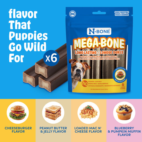 N-Bone® Mega-Bone Long-Lasting Chew Cheeseburger Flavor 6 count