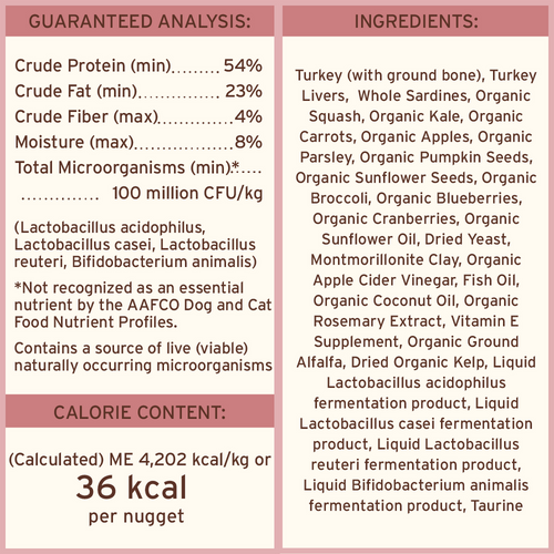 Primal Freeze-Dried Raw Nuggets Dog Food Turkey & Sardine Recipe