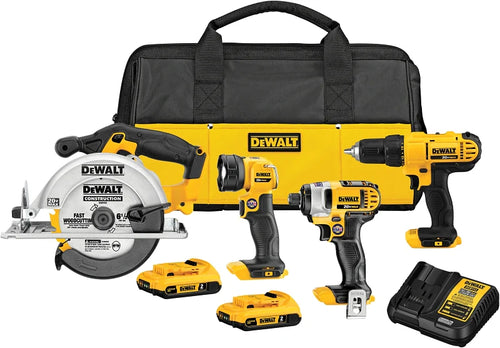 Dewalt 20V MAX Cordless 4-Tool Combo Kit with (2) 20V 2.0Ah Batteries and Charger