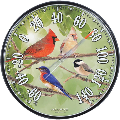Acurite 12-1/2 Dia Plastic Dial Songbird Indoor & Outdoor Thermometer