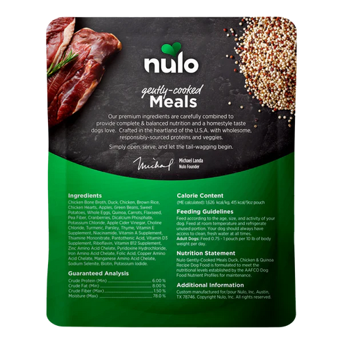 Nulo Gently-Cooked Meals Duck & Quinoa Recipe