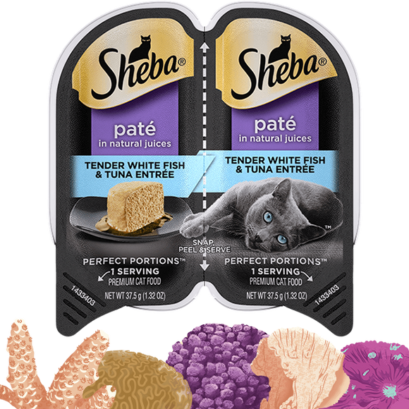 SHEBA® PERFECT PORTIONS™ Premium Paté Tender Whitefish & Tuna Entrée
