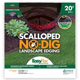 No Dig Edging Kit, Scallop, Embossed Brown, Recycled Plastic, 20-Ft.