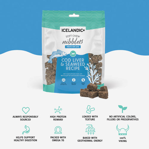 Icelandic+™ Soft Chew Nibblets Cod Liver & Seaweed Recipe Cat Treat