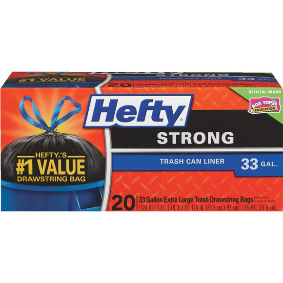 Hefty Strong 33 Gal. Extra Large Black Trash Bag (20-Count