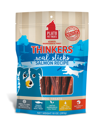 Plato Thinkers Real Sticks Salmon Dog Treats (18 oz)
