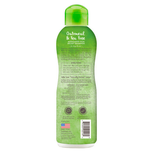 TropiClean Oatmeal & Tea Tree Medicated Itch Relief Shampoo for Pets (20 oz)