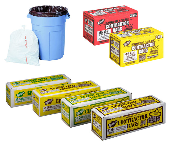 Warp Brothers Flex-O-Bag® Trash Can Liners And Contractor Bags 36 x 56 55  Gal (36 x 56 55 Gal, Black) - in Danbury, CT