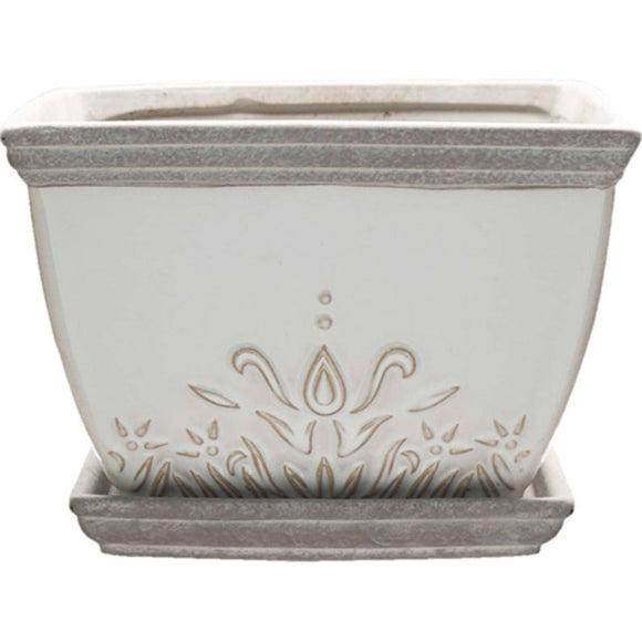 CLAYWORKS BRENTWOOD PLANTER SQUARE (6 INCH, WHITE)