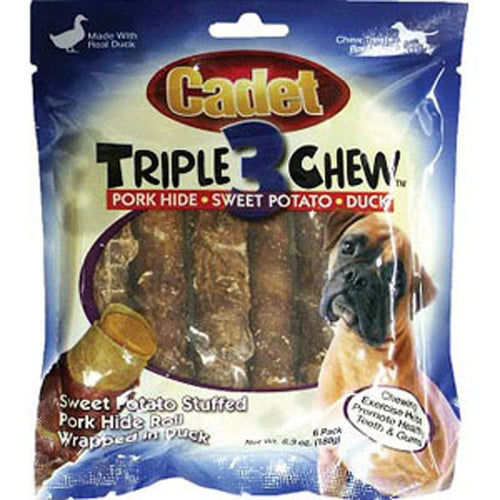 Cadet Pork Hide Triple Chew 6 Pack